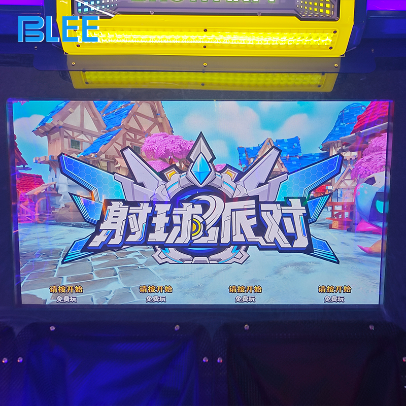 Close-up of dynamic targets including spinning discs, pop-up characters, rolling balls, and the giant boss target.