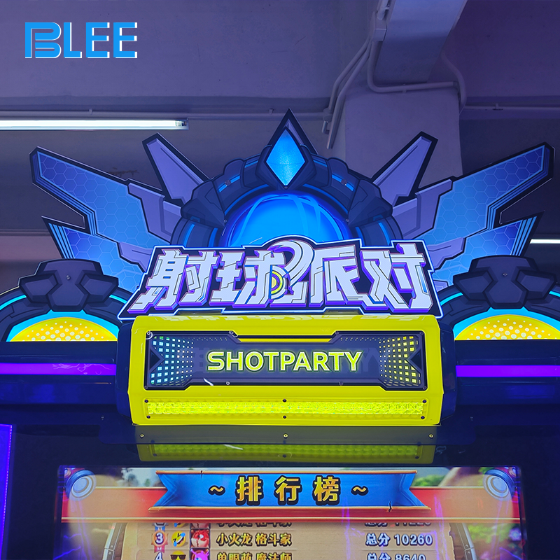 LED light show illuminating as a player scores a critical hit on a high-value spinning target.