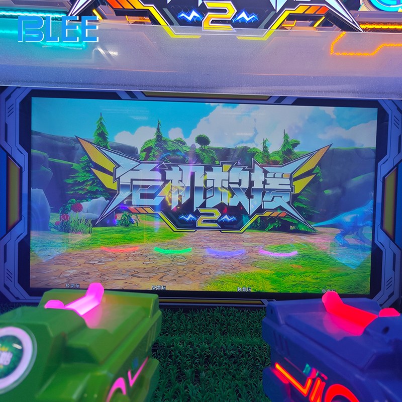 Player inserting coins into the illuminated firefighter-themed payment system to join the rescue team.
