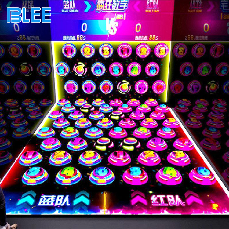 Wall and floor projection game with colorful ball challenges Wall and floor projection game with colorful ball challenges