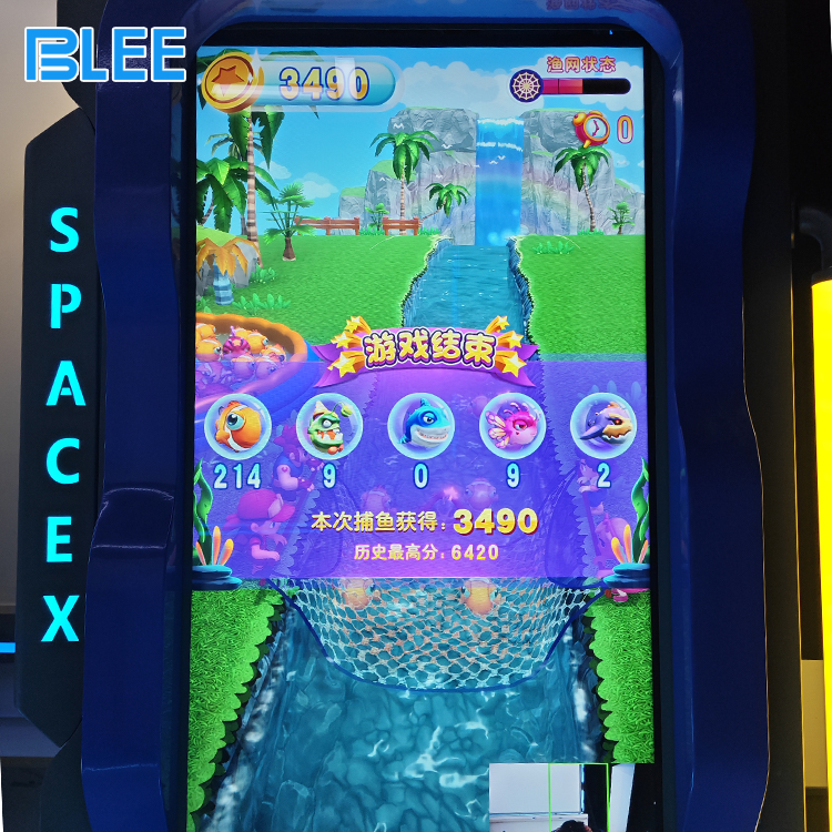 One player jumping arcade machine with LED lighting