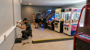 Arcade electrical setup with safe cable routes