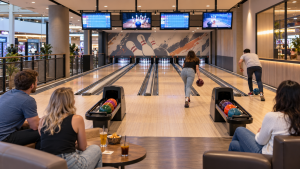 Four lane bowling alley setup